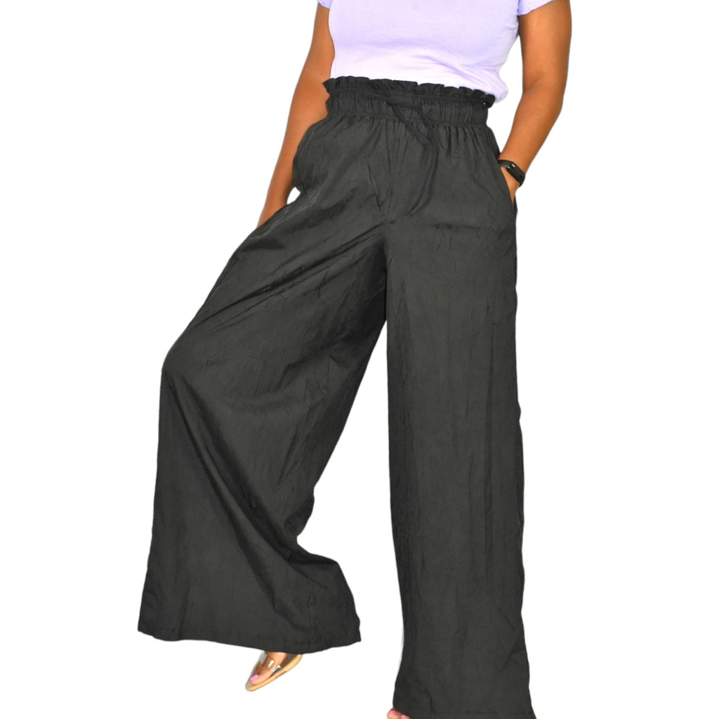 Basin Range Pants Black Parachute Wide Leg Pull On Palazzo High Waist Drawstring Size XS