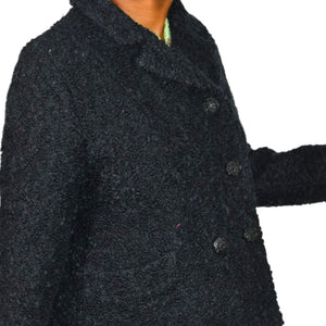 Vintage Joseph Horne Co Black Boucle Wool Boxy Cropped Jacket 1950s 50s ILGWU Union Made Medium