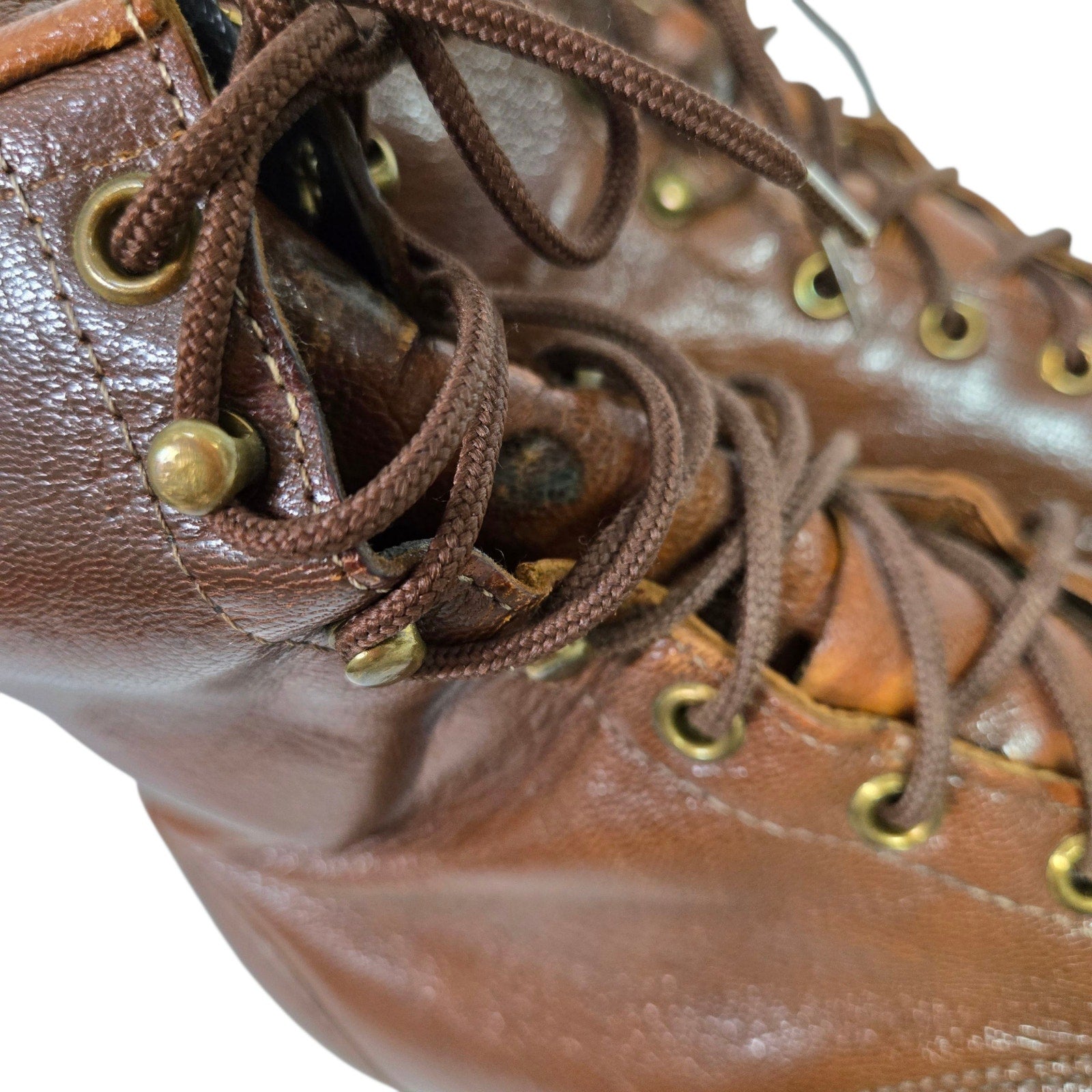 Vintage Laredo Leather Roper Boots Brown Ankle Lace Up Kiltie Granny Equestrian Prairie Western  9
