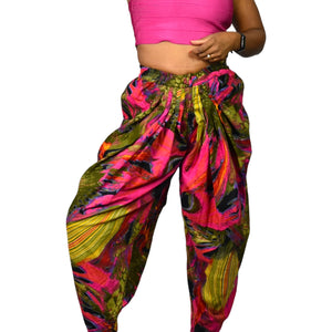 Genie Pants Pink Print Homemade Balloon Leg Cropped Pirate Ankle Harem Bohemian One Size