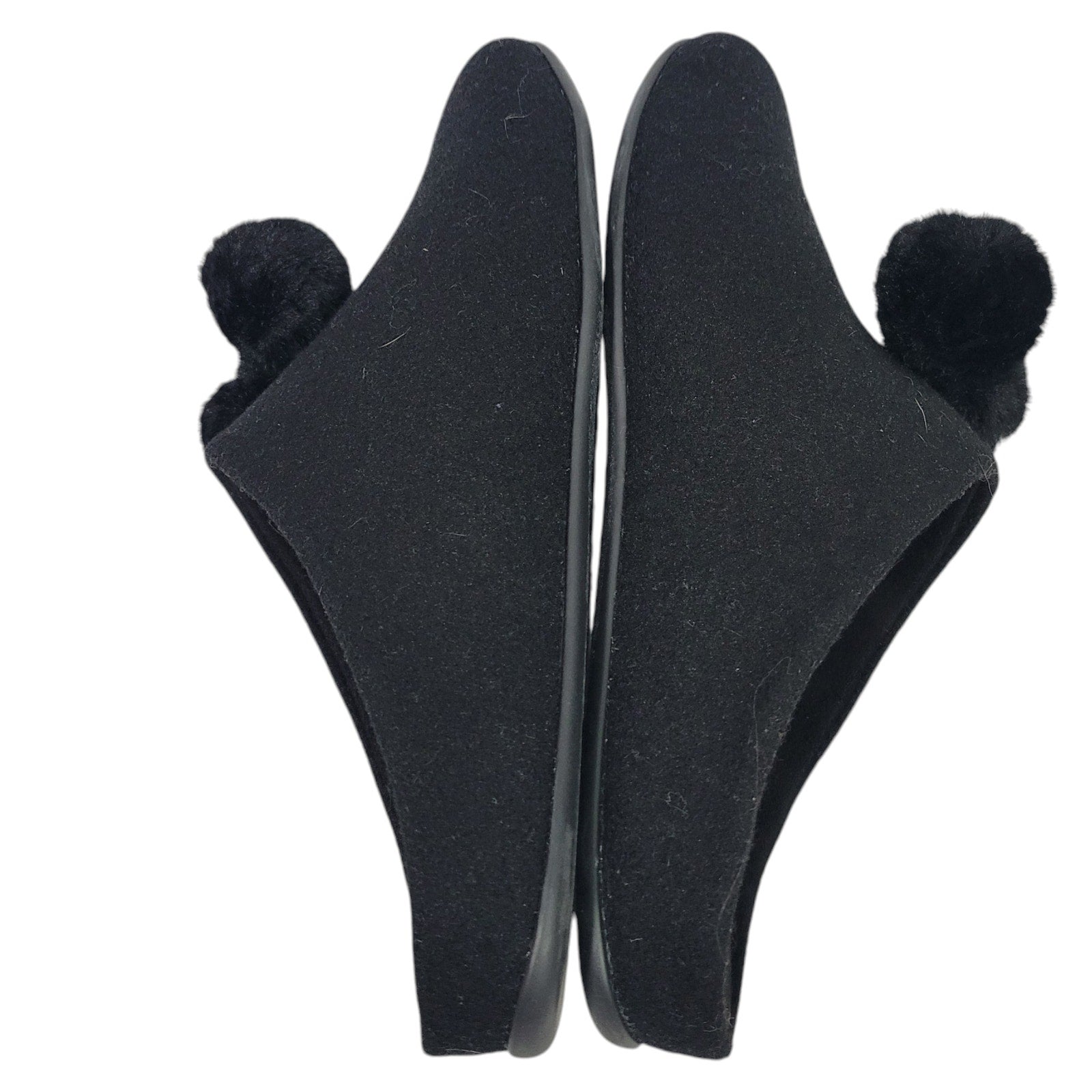 Fitflop Chrissie Slippers Black Felt Pom Pom Mules Slip On Slides Flats Lounge 8