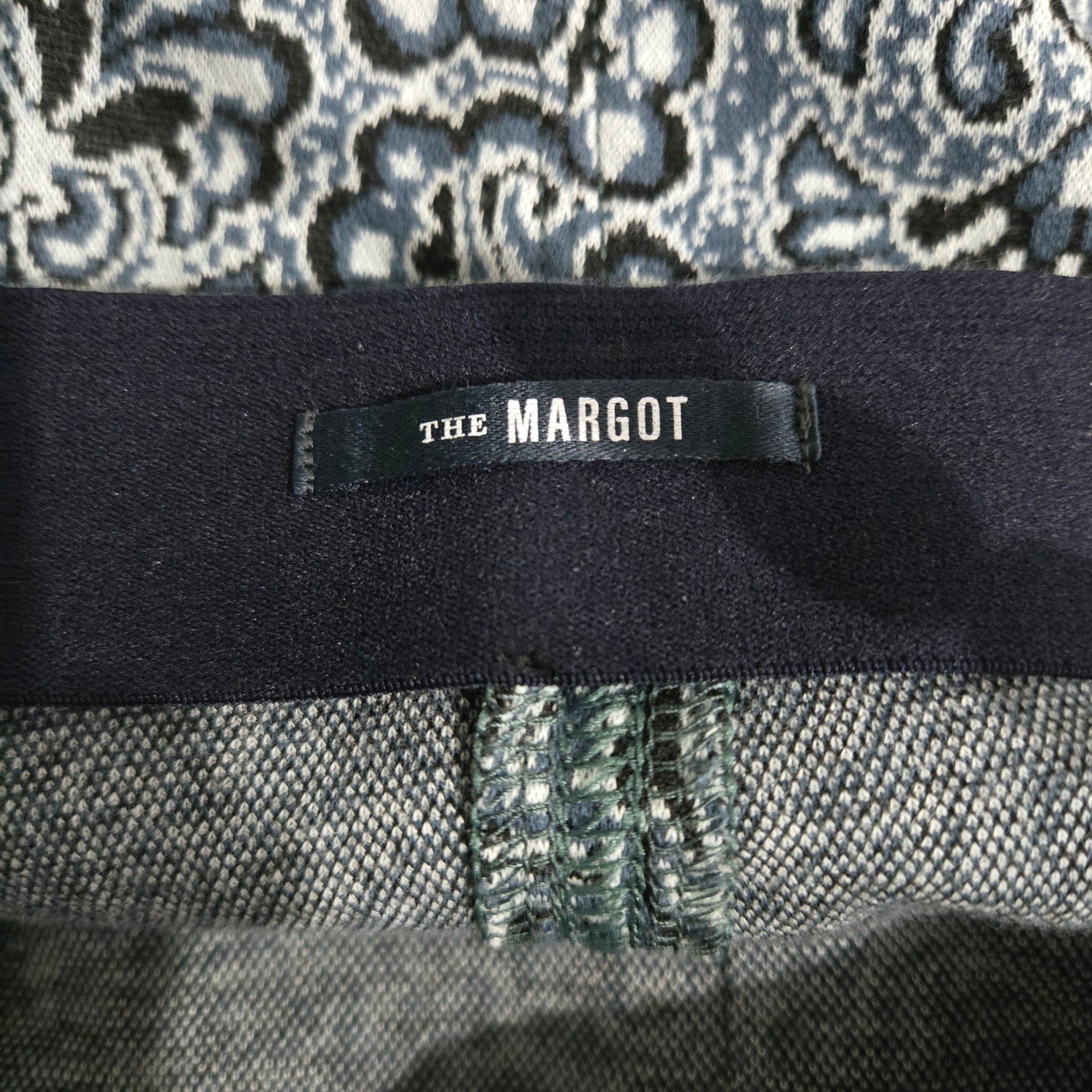 Maeve Margot Knit Pants Blue Paisley Flower Jacquard Cropped Flare Pull ONAnthropologie Small