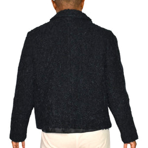 Vintage Joseph Horne Co Black Boucle Wool Boxy Cropped Jacket 1950s 50s ILGWU Union Made Medium