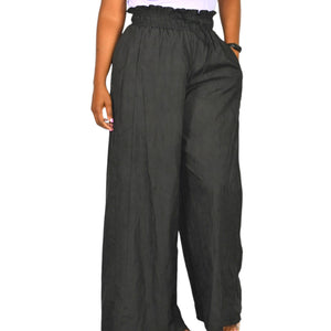 Basin Range Pants Black Parachute Wide Leg Pull On Palazzo High Waist Drawstring Size XS