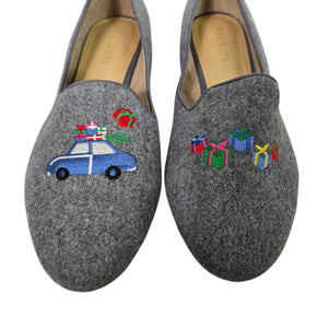 Talbots Ryan Holiday Loafers Grey Christmas Gifts Flats Embroidered Novelty Festive XMas Shoes 10