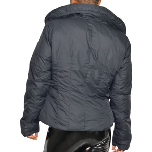 ADD Puffer Jacket Funnel Neck Black Goose Down Short Padded Puffy Winter Coat 8