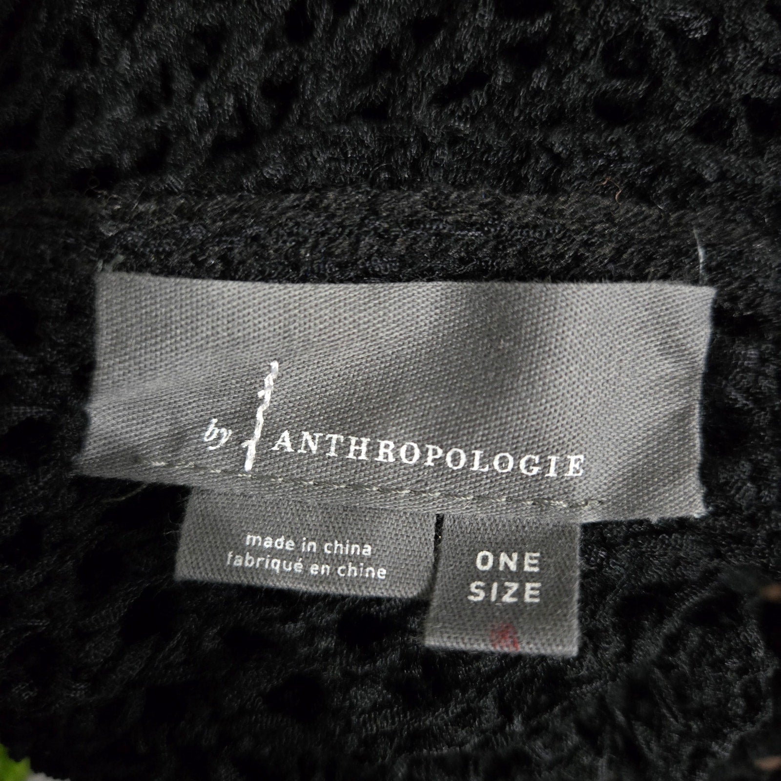 Anthropologie Open Weave Knit Cardigan Black Bell Sleeve Shrug Shawl Sweater One Size
