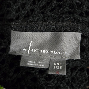 Anthropologie Open Weave Knit Cardigan Black Bell Sleeve Shrug Shawl Sweater One Size