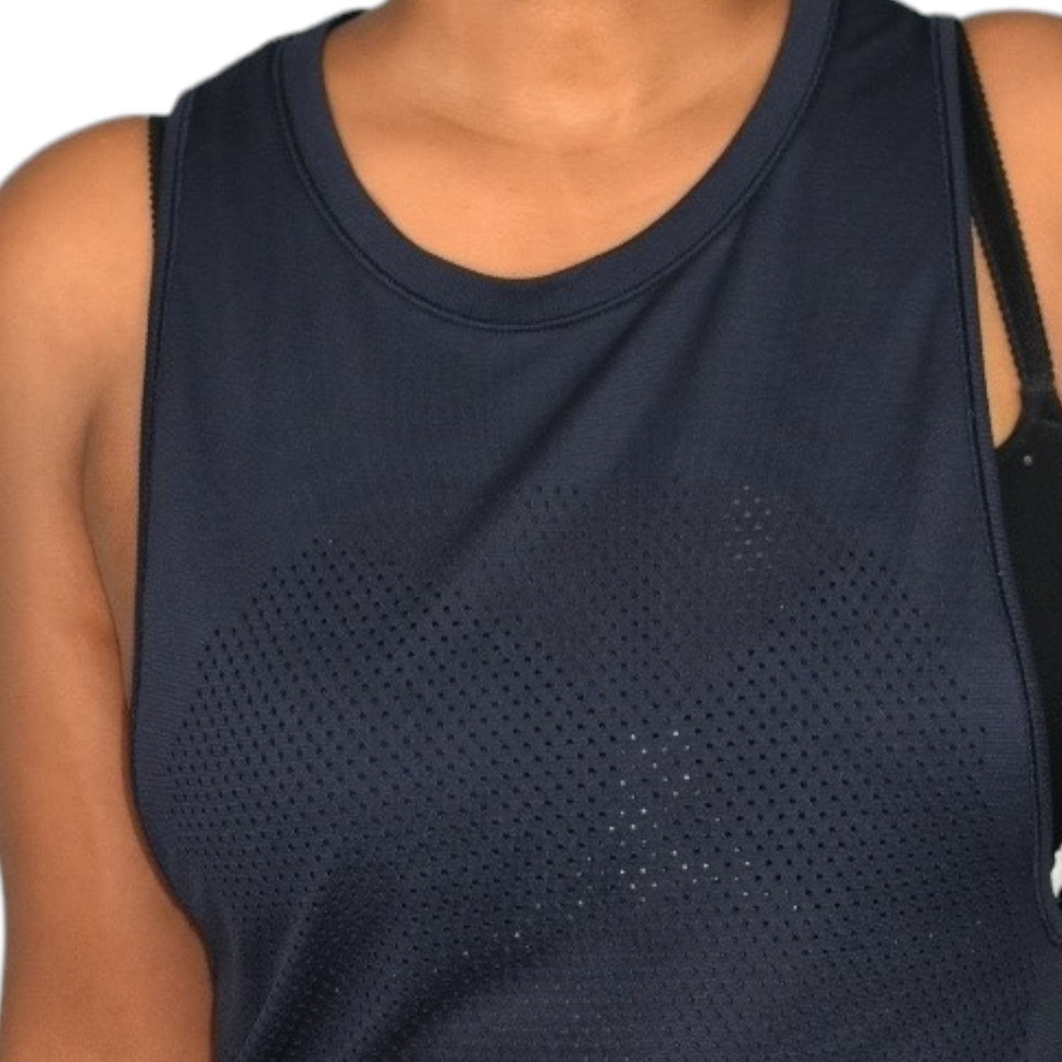 Lululemon Breezy By Muscle Tank Top Blue Navy Perforated Ventilated Open Sides Stretch Run Size Small