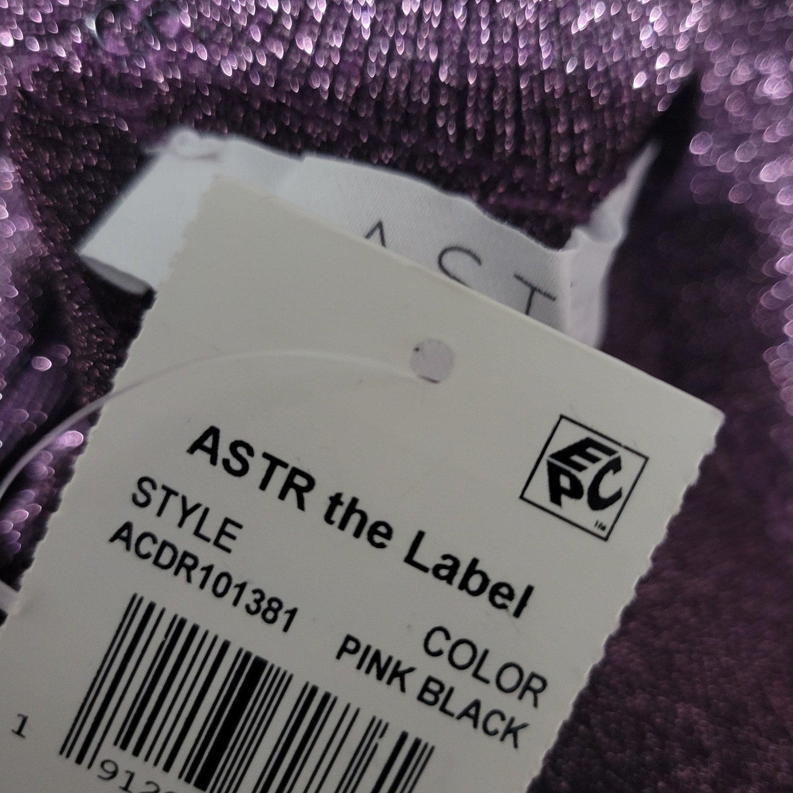 ASTR The Label Tillie Dress Pink Metallic Shimmer Mock Neck Mini Puff Sleeves Padded Shoulders XS