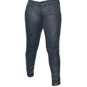 Mother The Looker Jeans Blue Denim Shimmer Glimmer Skinny Low Rise Stretch Sparkle 26