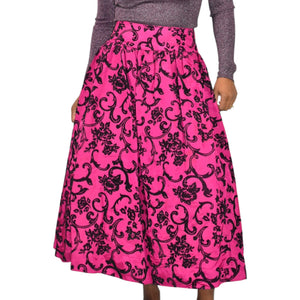 Vintage Scott McClintock Damask Skirt Purple Magenta Taffeta Crinoline Black Maxi Dressy 4