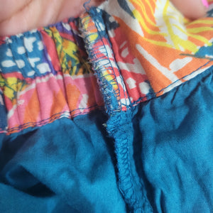 Cynthia Rowley Wrap Skirt Colorful Blue Tropical Foliage Leaf Print Tiered Sarong Large