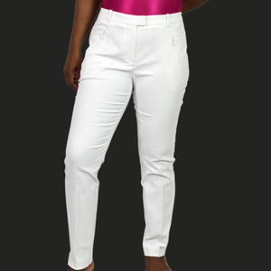 BOSS Hugo Boss Anaita Trousers White Cropped Slim Fit Pants Zip Hem High Rise Dress Classic 6