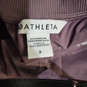 Athleta Brooklyn Ankle Pants Damask Mauve Purple Tapered Mid Rise Stretch Pockets Size 2