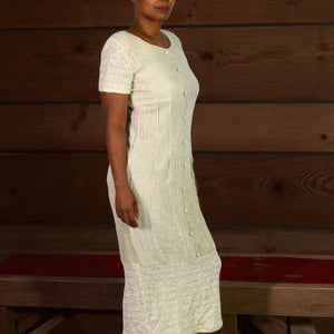 KC Spencer Column Straight Midi Dress Tan Mixed Print Checks Gingham Deadstock Long 8