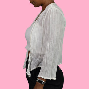 Vintage Spare Parts Crop Top Set White Gauze Cotton Halter Tube Halter Bolero Small
