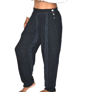 Vintage Impulse Genie Pants Black Gauze Balloon Harem Bohemian Cotton Easy One Size