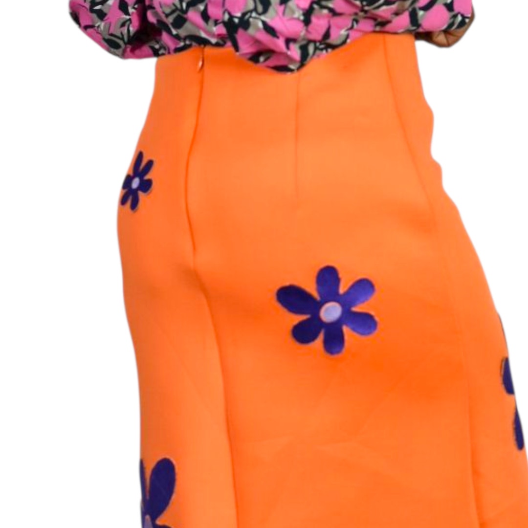 Yayas Designs Daphne Embroidered Skirt Orange Neoprene Retro Cartoon Scooby Doo Medium