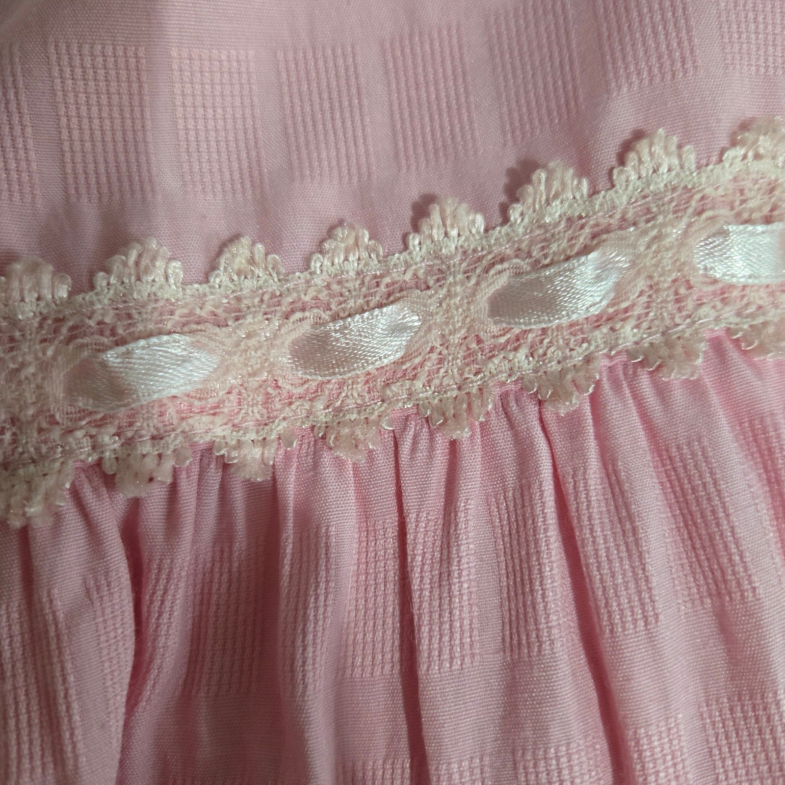 Jin Deyi Pink Puppy Dress Ribbons Dogs Embroidery Lace Pocket Smock Shift Applique Girls XXL