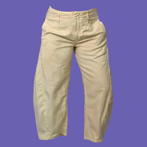 Pilcro Cropped Vintage Barrel Pants Khaki Neutral Balloon Leg High Waist Anthropologie 26