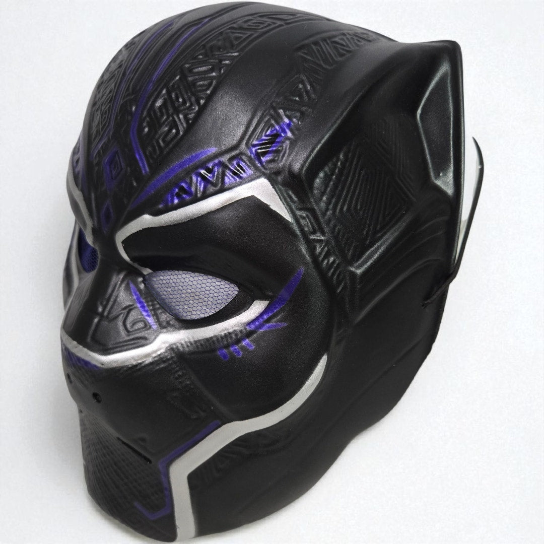 Rubies Black Panther Muscle Costume Mask Black Blue Marvel Boys Child Large 8 10