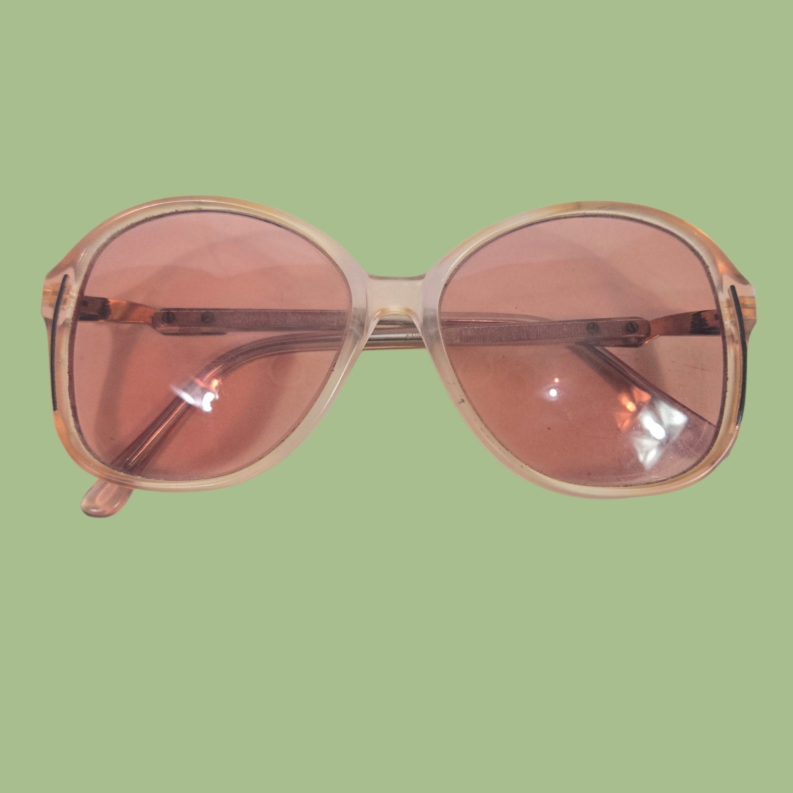 Zimco Tanya Translucent Frames Brown Vintage Glasses Plastic Round Tinted 80s 140mm