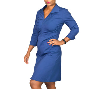 Lafayette 148 Zip Front Shirt Dress Blue Cotton Poplin Classic Ruched The Thriftanista Closet Lafayette 148 Zip Front Shirt Dress Blue Cotton Poplin Classic Ruched The Thriftanista Closet