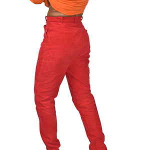 Vintage Cambridge Dry Goods Stirrup Pants Red Corduroy Straight High Waist Cotton Stretch Retro 8
