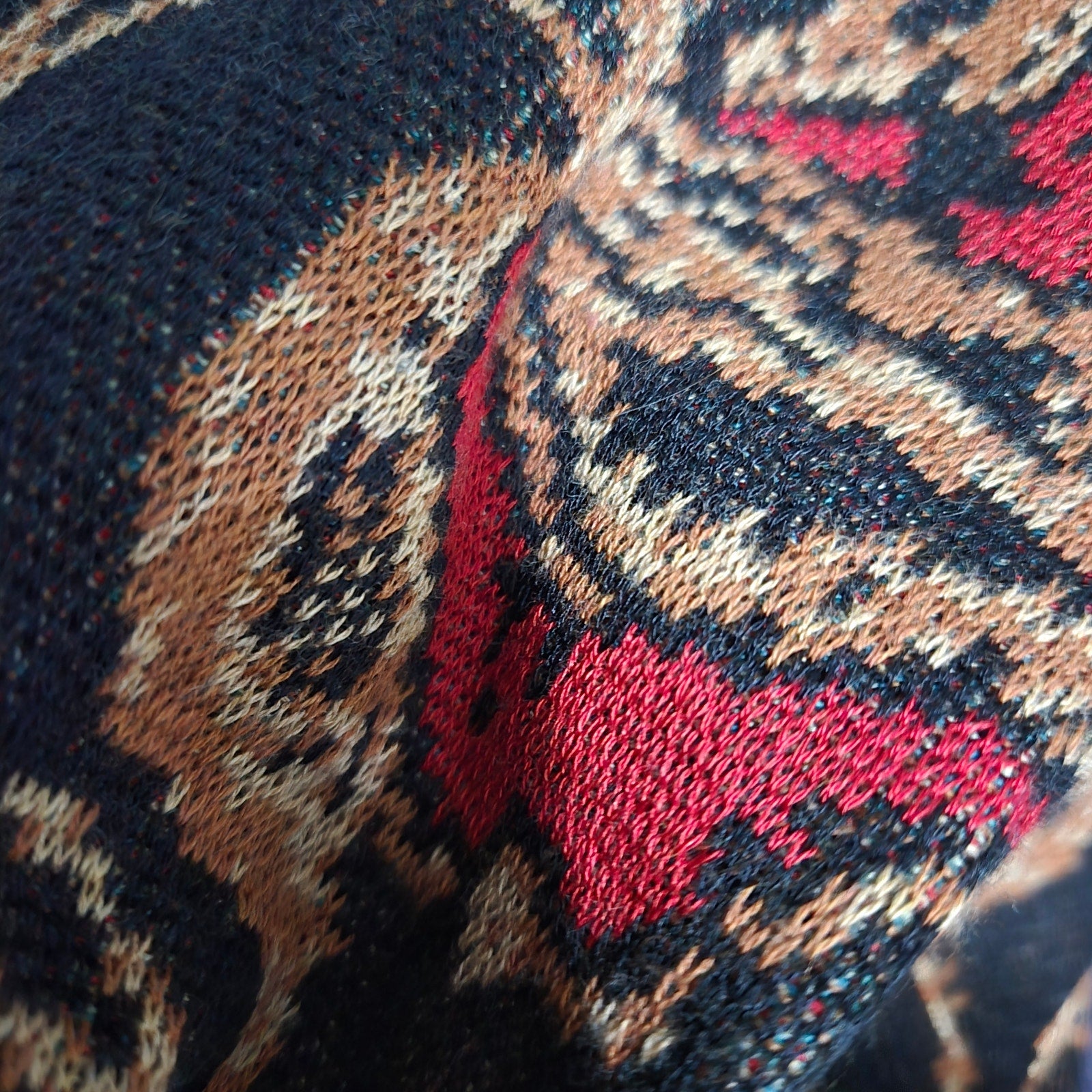 Peruvian Connection Floral Tapestry Jacquard Sweater Dress Black Cotton Knit Print Long Sleeves Midi Small