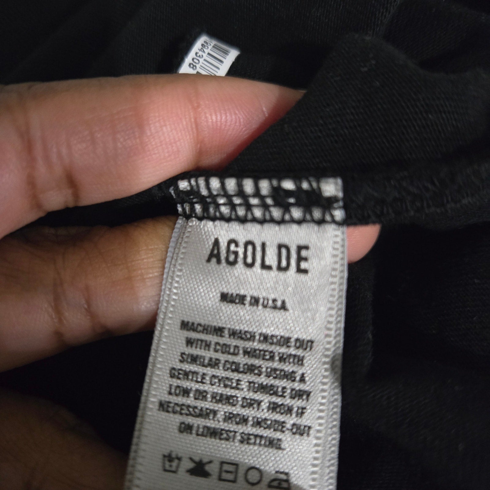 Agolde Della Asymmetric T Shirt Black Cotton One Shoulder Tee Crew Short Sleeve Classic Top Relaxed XS