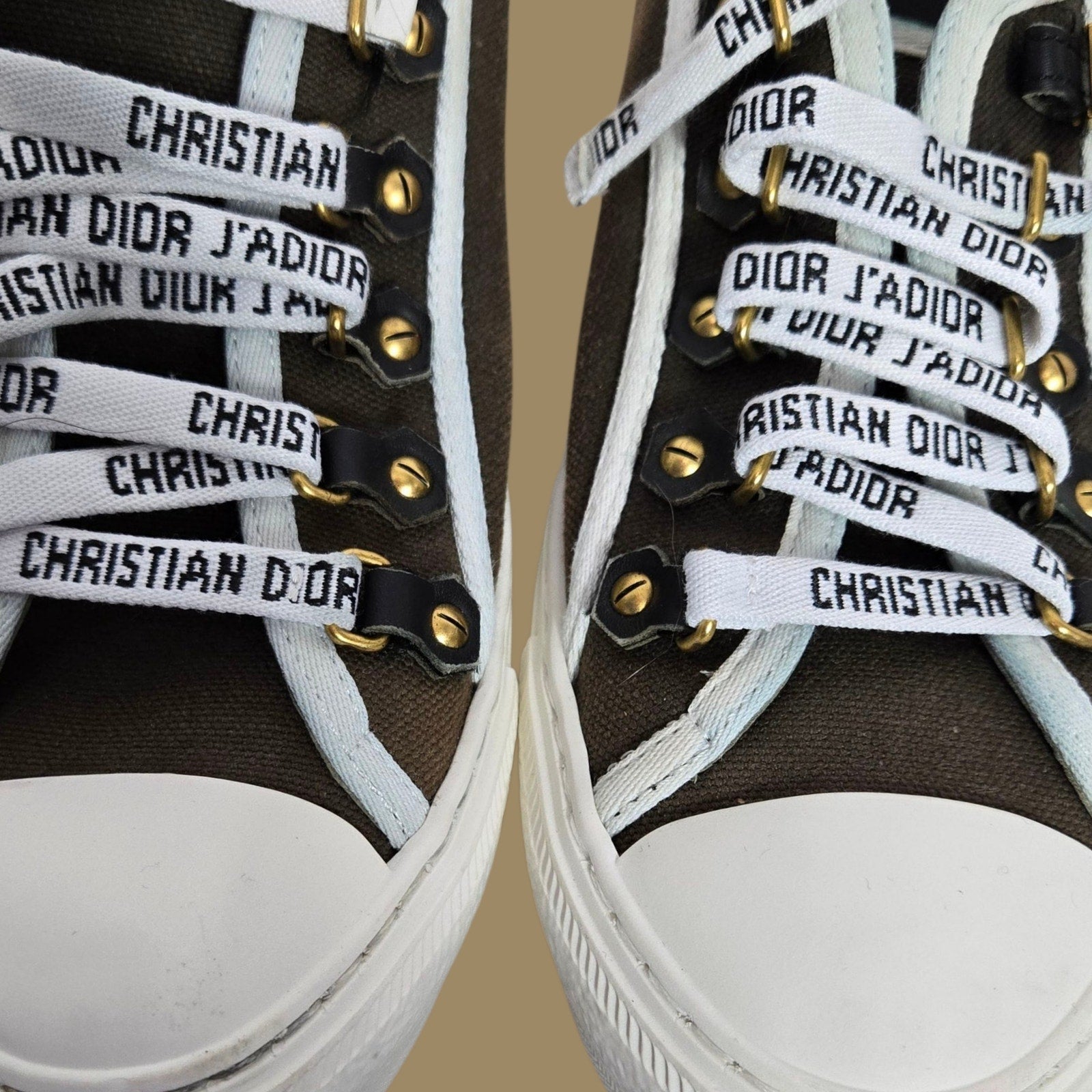 Christian Walk N Dior Canvas Sneakers Low Top Cap Toe JADIOR Lace Up Logo 37.5 7.5