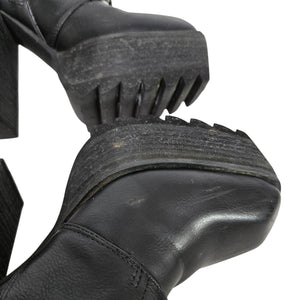 Darker Wavs Flanger Chunky Platform Boots Combat Black Square Toe Angular Retro 7