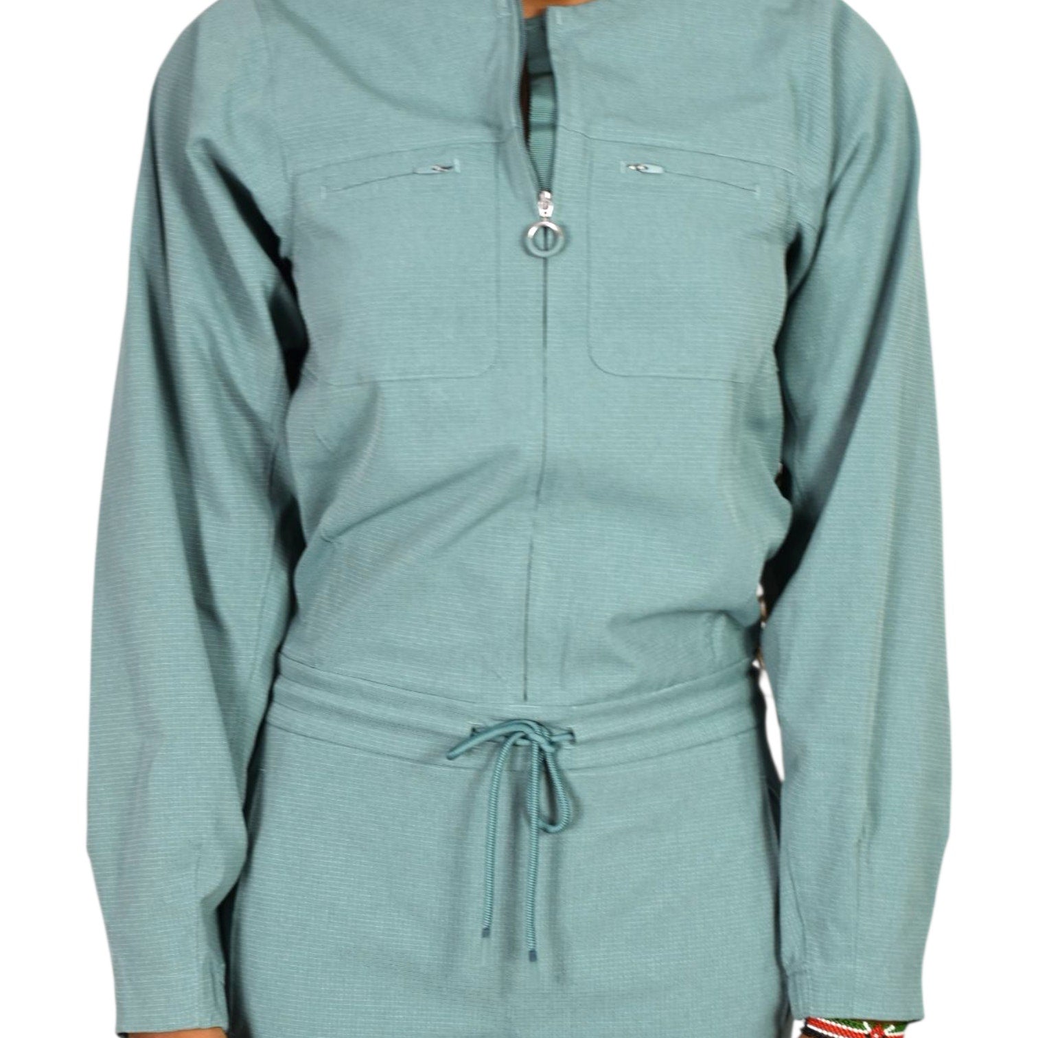 Lululemon Ventlight Zippered Jumpsuit Green Tidewater Teal Stretch Ankle Long Sleeve 0