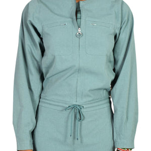 Lululemon Ventlight Zippered Jumpsuit Green Tidewater Teal Stretch Ankle Long Sleeve 0