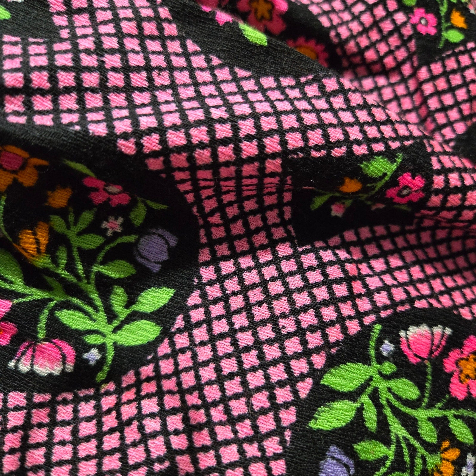 Vintage Beach Mates Halter Maxi Dress Pink Acrylic Floral Print Check Garden 70s Coverup Hippie Small
