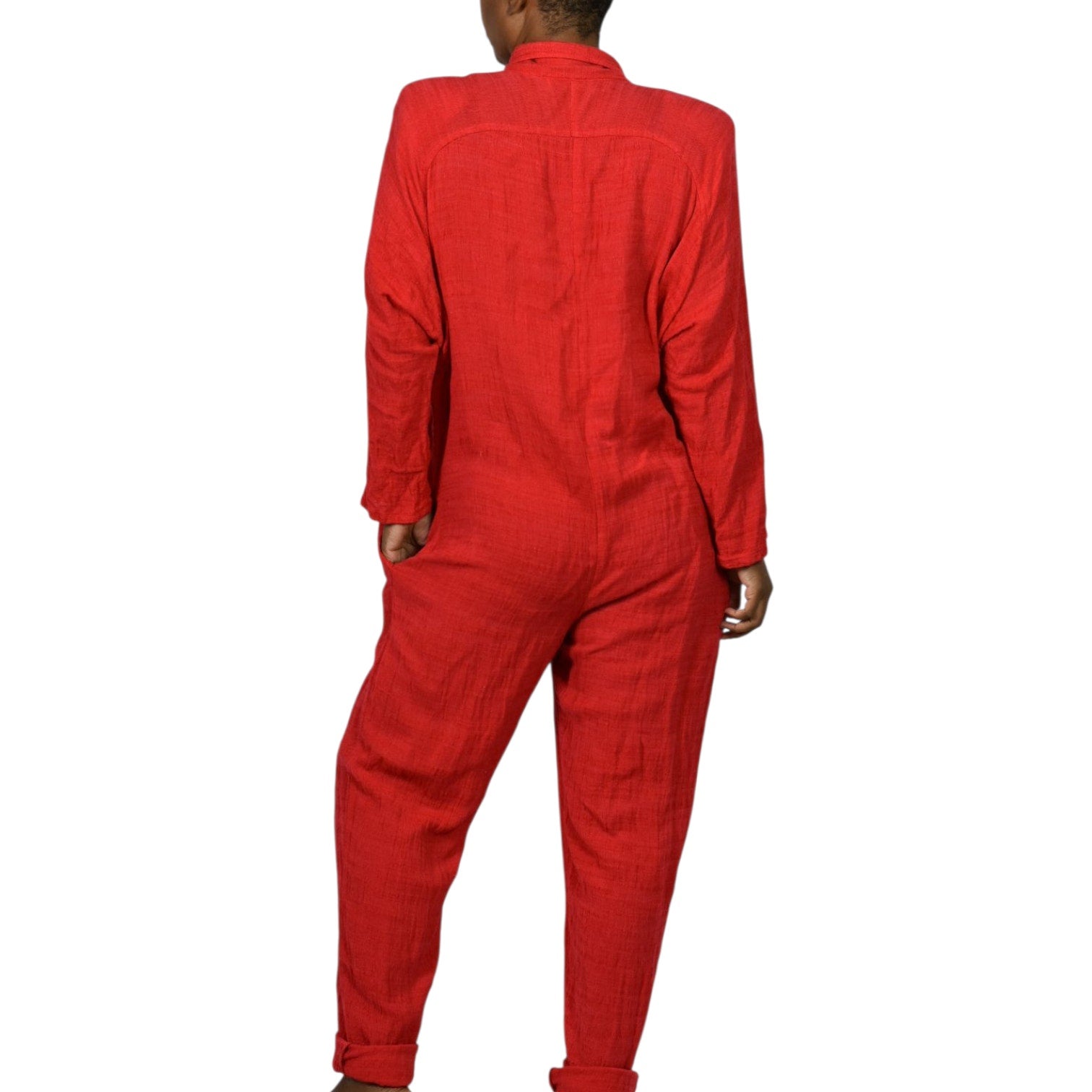 Vintage Arthur Max Blazer Jumpsuit Red One Piece Cotton Gauze Baggy Relaxed 90s Large