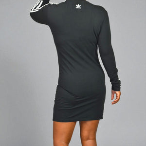 Adidas x HER Studio London Floral Trefoil Dress Black Long Sleeve Mini Logo Medium