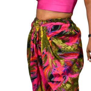 Genie Pants Pink Print Homemade Balloon Leg Cropped Pirate Ankle Harem Bohemian One Size