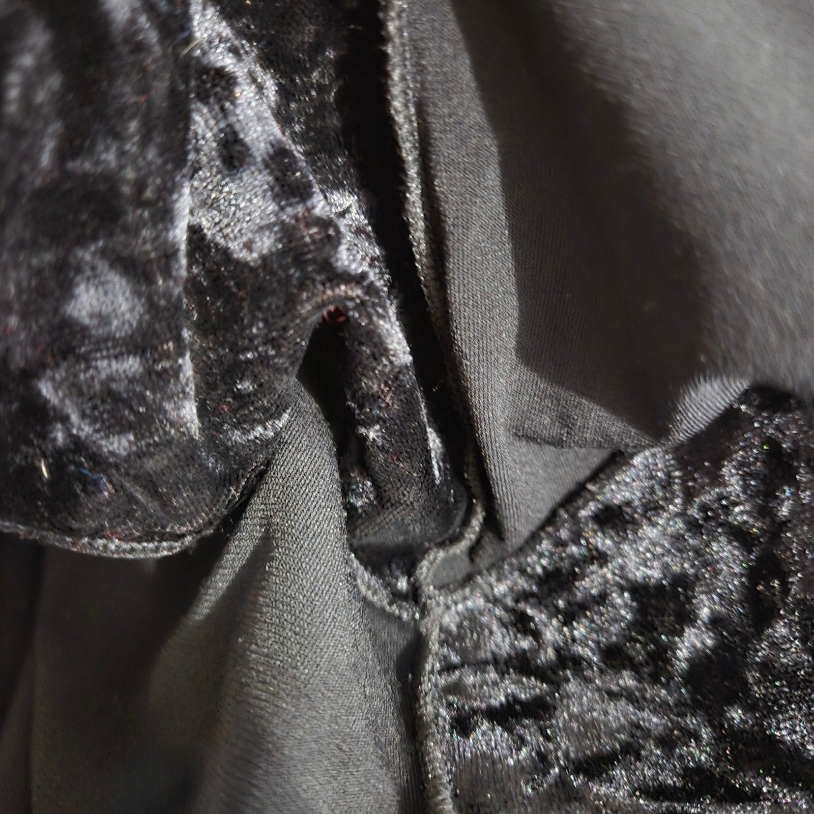 Vintage Ludmilla Paris Bell Sleeve Top Black Velvet Sparkle Y2K France Patchwork Small