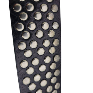 Guess Studded Leather Belt Silver Rivet Black Brass Buckle Edgy Moto Biker Large