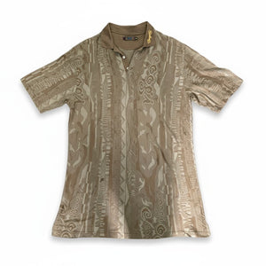 Vintage Coogi Knit Polo Shirt Brown Neutral Textured Logo Spellout Y2K Henley Cotton Textured XXXL