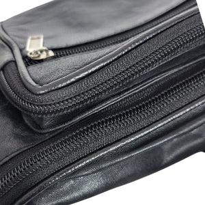 Leather Fringe Fanny Pack Black Adjustable Bum Belt Waist Pouch Retro Sling Waist Bag Unisex