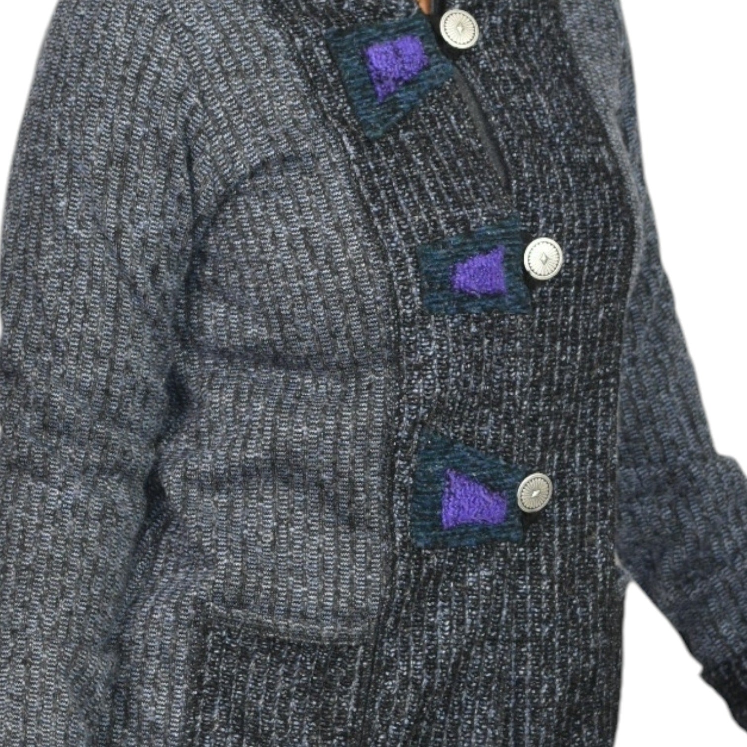 Lee Andersen Sweater Grey Cardigan Fiber Arts Textiles Wearable Art Knitwear Small