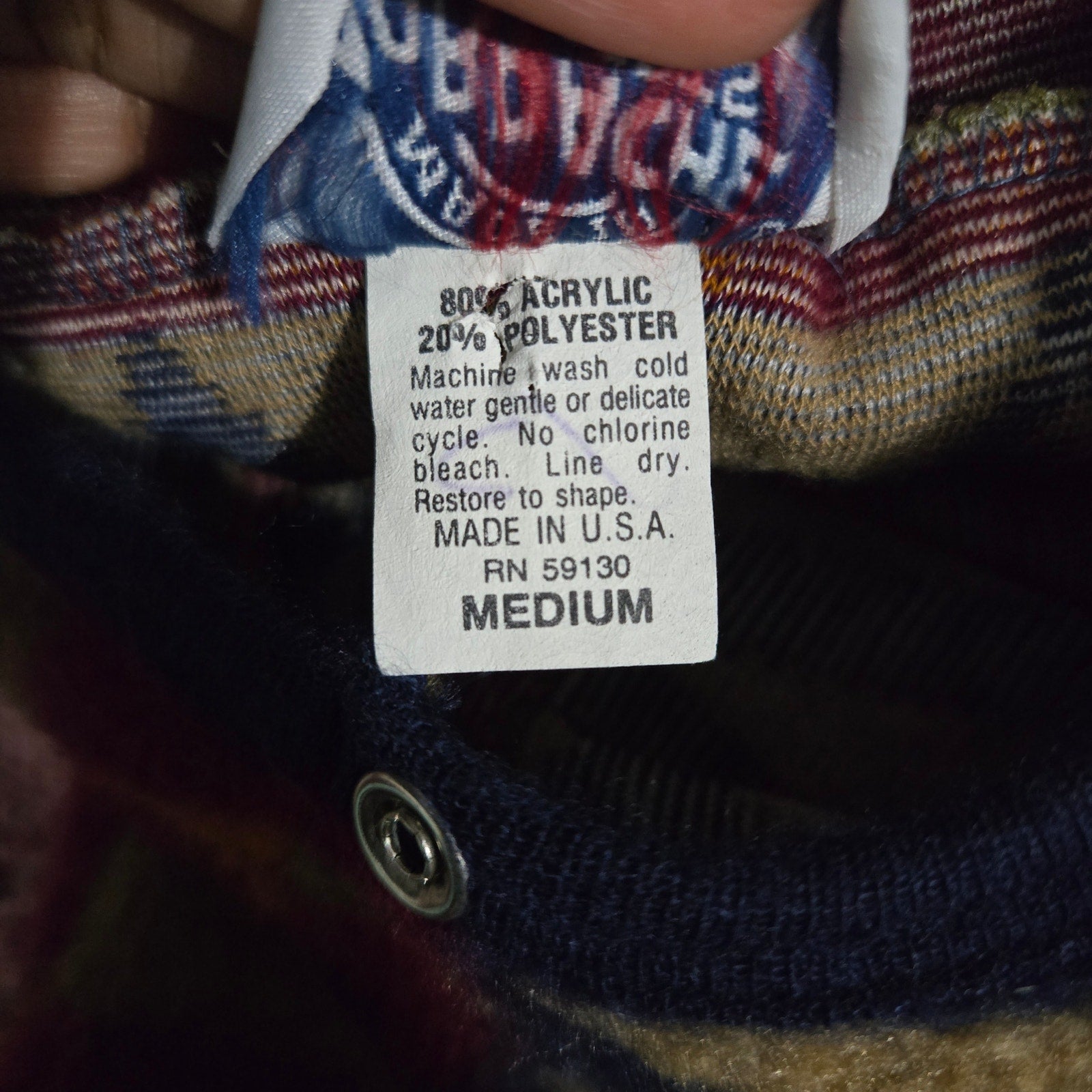 Vintage Jordache Concepts Fleece Jacket Ski Pullover Aztec Geometric Hooded 90s Medium