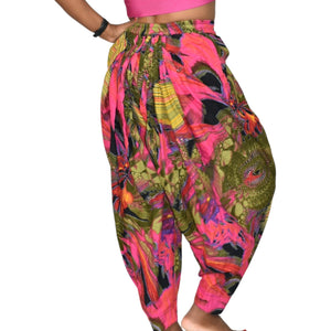 Genie Pants Pink Print Homemade Balloon Leg Cropped Pirate Ankle Harem Bohemian One Size