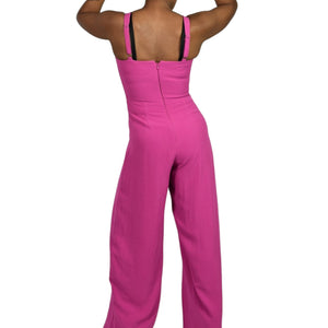 Dress the Population Rai Jumpsuit Pink Fuchsia Wide Leg Sweetheart Fitted Size Small