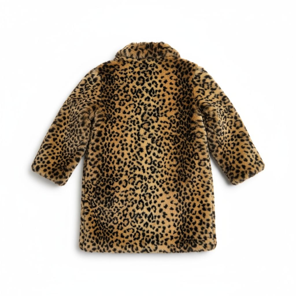 Neiman Marcus Leopard Print Coat Tan Faux Fur Plush Animal Dressy Winter 4 Girls