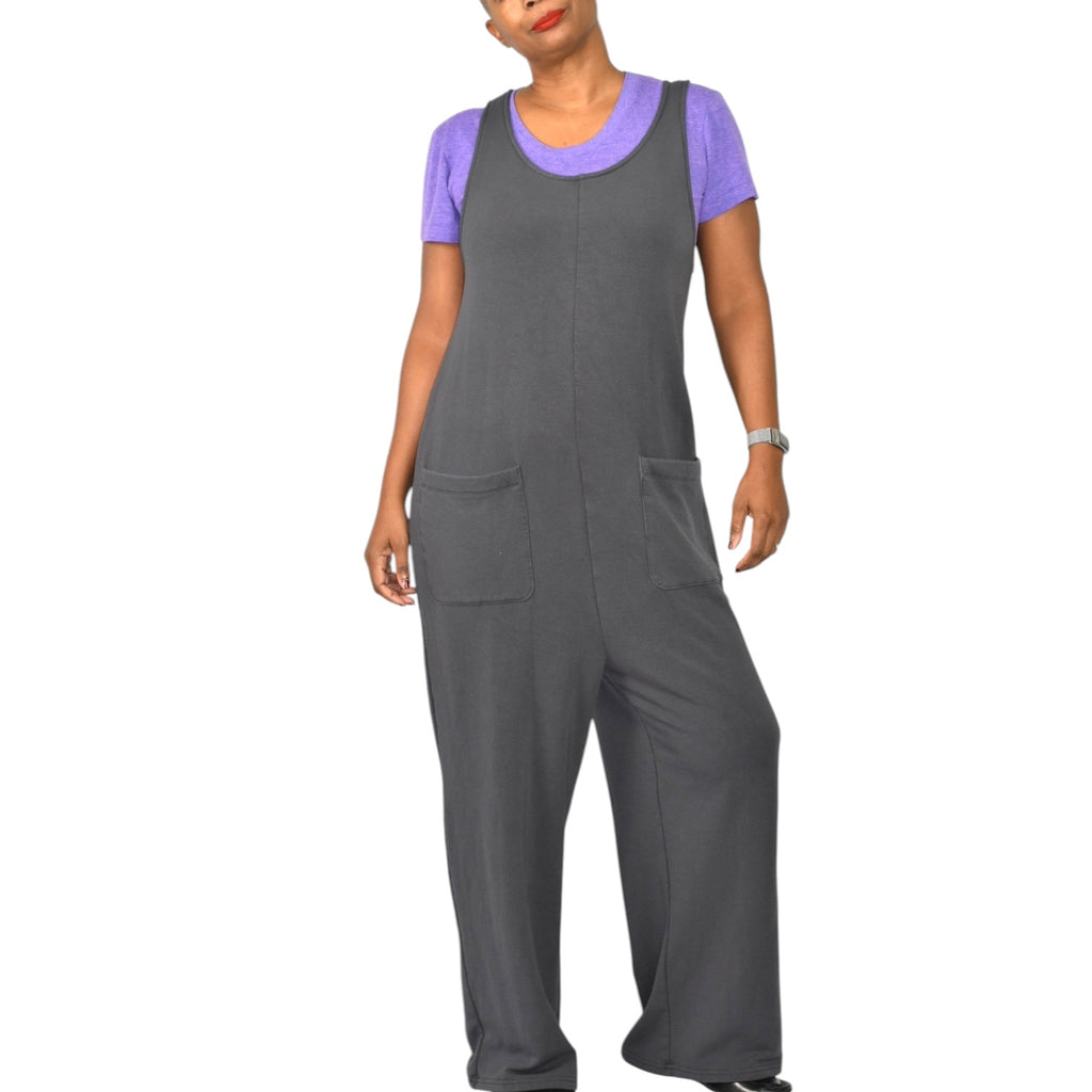 Madewell MWL SuperBrushed Pull On Jumpsuit Gray Terry Fleece Modal Sleeveless Small