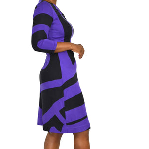 Diane Von Furstenberg Victorio Dress Purple Abstract Colorblock Print DVF Silk Jersey Sheath 8